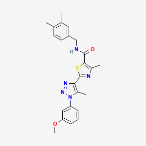 molecular formula C24H25N5O2S B2467933 N-[(3,4-dimethylphenyl)methyl]-2-[1-(3-methoxyphenyl)-5-methyl-1H-1,2,3-triazol-4-yl]-4-methyl-1,3-thiazole-5-carboxamide CAS No. 1251673-32-1