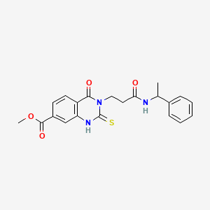 molecular formula C21H21N3O4S B2467942 Methyl 4-oxo-3-(3-oxo-3-((1-phenylethyl)amino)propyl)-2-thioxo-1,2,3,4-tetrahydroquinazoline-7-carboxylate CAS No. 946354-25-2