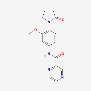 molecular formula C16H16N4O3 B2467949 N-[3-methoxy-4-(2-oxopyrrolidin-1-yl)phenyl]pyrazine-2-carboxamide CAS No. 1210331-32-0