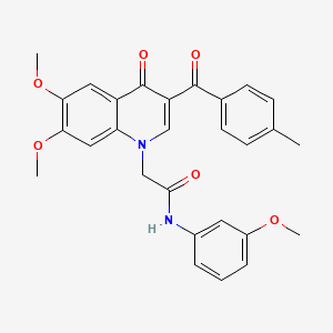 2-[6,7-dimethoxy-3-(4-methylbenzoyl)-4-oxoquinolin-1-yl]-N-(3-methoxyphenyl)acetamide