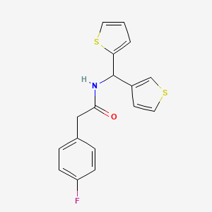 2-(4-fluorophenyl)-N-(thiophen-2-yl(thiophen-3-yl)methyl)acetamide