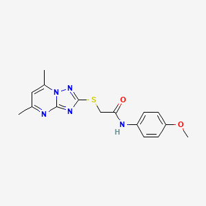 molecular formula C16H17N5O2S B2467976 2-({5,7-dimethyl-[1,2,4]triazolo[1,5-a]pyrimidin-2-yl}sulfanyl)-N-(4-methoxyphenyl)acetamide CAS No. 262858-64-0