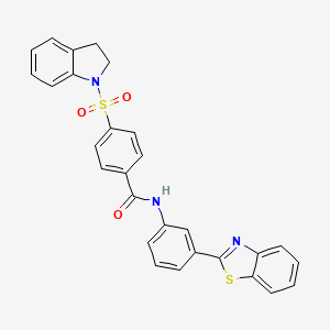 molecular formula C28H21N3O3S2 B2467988 N-(3-(benzo[d]thiazol-2-yl)phenyl)-4-(indolin-1-ylsulfonyl)benzamide CAS No. 394230-05-8