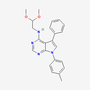 molecular formula C23H24N4O2 B2467993 N-(2,2-dimethoxyethyl)-7-(4-methylphenyl)-5-phenyl-7H-pyrrolo[2,3-d]pyrimidin-4-amine CAS No. 477232-74-9