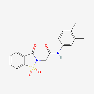 molecular formula C17H16N2O4S B2467994 N-(3,4-dimethylphenyl)-2-(1,1-dioxido-3-oxo-1,2-benzothiazol-2(3H)-yl)acetamide CAS No. 473902-19-1