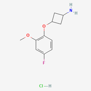 molecular formula C11H15ClFNO2 B2467998 trans-3-(4-Fluoro-2-methoxyphenoxy)cyclobutanamine hydrochloride CAS No. 1630906-51-2