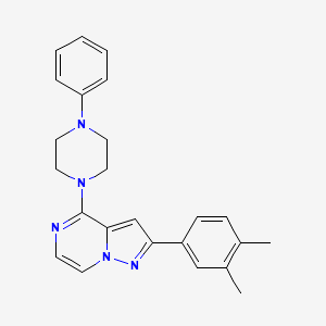 molecular formula C24H25N5 B2467999 2-(3,4-Dimethylphenyl)-4-(4-phenylpiperazin-1-yl)pyrazolo[1,5-a]pyrazine CAS No. 1111319-90-4