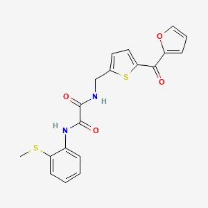 molecular formula C19H16N2O4S2 B2468026 N-{[5-(furan-2-carbonyl)thiophen-2-yl]methyl}-N'-[2-(methylsulfanyl)phenyl]ethanediamide CAS No. 1797600-21-5