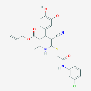 Allyl 6-((2-((3-chlorophenyl)amino)-2-oxoethyl)thio)-5-cyano-4-(4-hydroxy-3-methoxyphenyl)-2-methyl-1,4-dihydropyridine-3-carboxylate