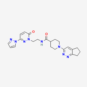 1-{5H,6H,7H-cyclopenta[c]pyridazin-3-yl}-N-{2-[6-oxo-3-(1H-pyrazol-1-yl)-1,6-dihydropyridazin-1-yl]ethyl}piperidine-4-carboxamide