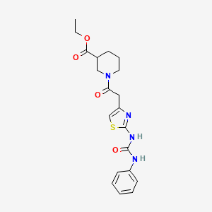 Ethyl 1-(2-(2-(3-phenylureido)thiazol-4-yl)acetyl)piperidine-3-carboxylate