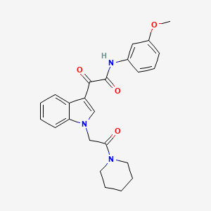 molecular formula C24H25N3O4 B2468082 N-(3-methoxyphenyl)-2-oxo-2-{1-[2-oxo-2-(piperidin-1-yl)ethyl]-1H-indol-3-yl}acetamide CAS No. 872861-99-9