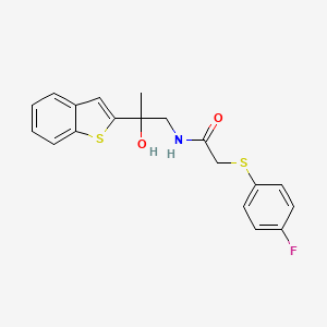 molecular formula C19H18FNO2S2 B2468106 N-(2-(benzo[b]thiophen-2-yl)-2-hydroxypropyl)-2-((4-fluorophenyl)thio)acetamide CAS No. 2034263-19-7