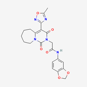 N-1,3-benzodioxol-5-yl-2-[4-(5-methyl-1,2,4-oxadiazol-3-yl)-1,3-dioxo-3,5,6,7,8,9-hexahydropyrimido[1,6-a]azepin-2(1H)-yl]acetamide