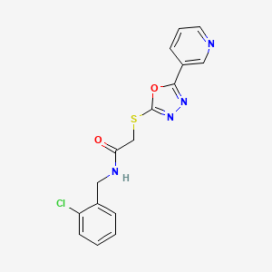 molecular formula C16H13ClN4O2S B2468123 N-(2-chlorobenzyl)-2-[(5-pyridin-3-yl-1,3,4-oxadiazol-2-yl)thio]acetamide CAS No. 899738-75-1