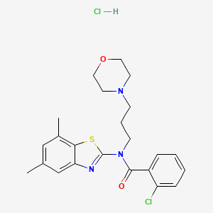 molecular formula C23H27Cl2N3O2S B2468130 2-chloro-N-(5,7-dimethylbenzo[d]thiazol-2-yl)-N-(3-morpholinopropyl)benzamide hydrochloride CAS No. 1329883-69-3