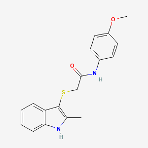 molecular formula C18H18N2O2S B2468151 N-(4-methoxyphenyl)-2-[(2-methyl-1H-indol-3-yl)sulfanyl]acetamide CAS No. 536701-83-4