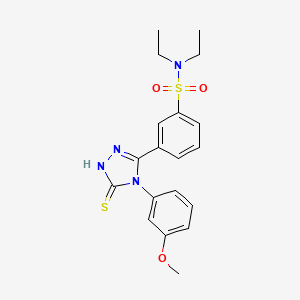 molecular formula C19H22N4O3S2 B2468153 N,N-diethyl-3-[4-(3-methoxyphenyl)-5-sulfanyl-4H-1,2,4-triazol-3-yl]benzene-1-sulfonamide CAS No. 380436-85-1