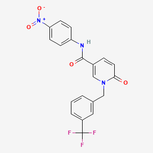molecular formula C20H14F3N3O4 B2468155 N-(4-nitrophenyl)-6-oxo-1-(3-(trifluoromethyl)benzyl)-1,6-dihydropyridine-3-carboxamide CAS No. 941973-49-5