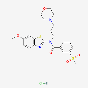 molecular formula C23H28ClN3O5S2 B2468163 N-(6-methoxybenzo[d]thiazol-2-yl)-3-(methylsulfonyl)-N-(3-morpholinopropyl)benzamide hydrochloride CAS No. 1217116-77-2