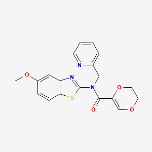 molecular formula C19H17N3O4S B2468167 N-(5-methoxy-1,3-benzothiazol-2-yl)-N-[(pyridin-2-yl)methyl]-5,6-dihydro-1,4-dioxine-2-carboxamide CAS No. 899735-49-0