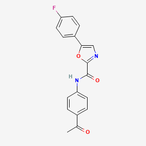 molecular formula C18H13FN2O3 B2468175 N-(4-acetylphenyl)-5-(4-fluorophenyl)-1,3-oxazole-2-carboxamide CAS No. 955658-94-3