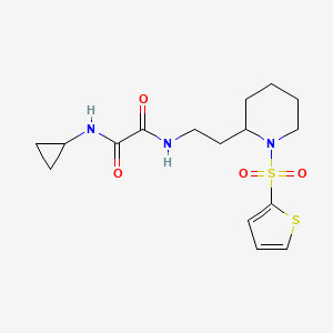 molecular formula C16H23N3O4S2 B2468176 N-cyclopropyl-N'-{2-[1-(thiophene-2-sulfonyl)piperidin-2-yl]ethyl}ethanediamide CAS No. 898425-80-4
