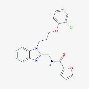 molecular formula C22H20ClN3O3 B246819 N-({1-[3-(2-chlorophenoxy)propyl]-1H-1,3-benzodiazol-2-yl}methyl)furan-2-carboxamide 