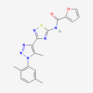 molecular formula C18H16N6O2S B2468190 N-{3-[1-(2,5-dimethylphenyl)-5-methyl-1H-1,2,3-triazol-4-yl]-1,2,4-thiadiazol-5-yl}furan-2-carboxamide CAS No. 931364-17-9