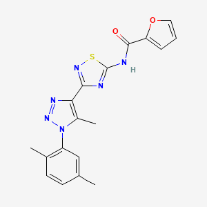 N-(3-(1-(2,5-dimethylphenyl)-5-methyl-1H-1,2,3-triazol-4-yl)-1,2,4-thiadiazol-5-yl)furan-2-carboxamide