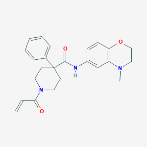 molecular formula C24H27N3O3 B2468213 N-(4-Methyl-2,3-dihydro-1,4-benzoxazin-6-yl)-4-phenyl-1-prop-2-enoylpiperidine-4-carboxamide CAS No. 2361720-42-3