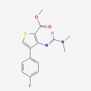 molecular formula C15H15FN2O2S B2468218 methyl 3-{[(1E)-(dimethylamino)methylene]amino}-4-(4-fluorophenyl)thiophene-2-carboxylate CAS No. 1334509-64-6