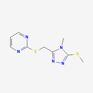 molecular formula C9H11N5S2 B2468237 2-({[4-methyl-5-(methylsulfanyl)-4H-1,2,4-triazol-3-yl]methyl}sulfanyl)pyrimidine CAS No. 868221-06-1