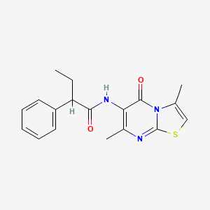 molecular formula C18H19N3O2S B2468283 N-(3,7-dimethyl-5-oxo-5H-thiazolo[3,2-a]pyrimidin-6-yl)-2-phenylbutanamide CAS No. 946250-45-9