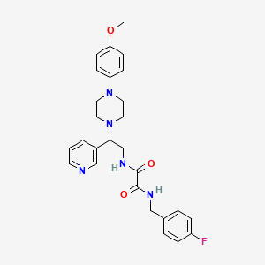 molecular formula C27H30FN5O3 B2468299 N'-[(4-Fluorophenyl)methyl]-N-{2-[4-(4-methoxyphenyl)piperazin-1-YL]-2-(pyridin-3-YL)ethyl}ethanediamide CAS No. 863557-19-1