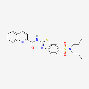 molecular formula C23H24N4O3S2 B2468311 N-[6-(dipropylsulfamoyl)-1,3-benzothiazol-2-yl]quinoline-2-carboxamide CAS No. 865592-57-0