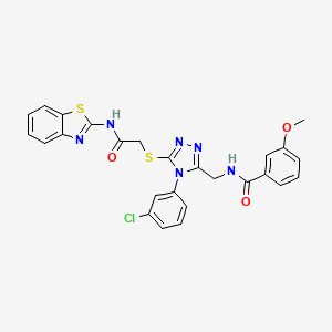 molecular formula C26H21ClN6O3S2 B2468325 N-((5-((2-(benzo[d]thiazol-2-ylamino)-2-oxoethyl)thio)-4-(3-chlorophenyl)-4H-1,2,4-triazol-3-yl)methyl)-3-methoxybenzamide CAS No. 391918-51-7