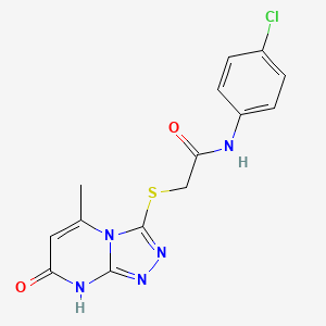 molecular formula C14H12ClN5O2S B2468335 N-(4-chlorophenyl)-2-[(5-methyl-7-oxo-7,8-dihydro[1,2,4]triazolo[4,3-a]pyrimidin-3-yl)thio]acetamide CAS No. 877639-92-4
