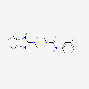 molecular formula C20H23N5O B2468337 4-(1H-benzo[d]imidazol-2-yl)-N-(3,4-dimethylphenyl)piperazine-1-carboxamide CAS No. 1210133-76-8