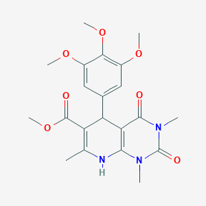 molecular formula C21H25N3O7 B2468345 Methyl 1,3,7-trimethyl-2,4-dioxo-5-(3,4,5-trimethoxyphenyl)-1,2,3,4,5,8-hexahydropyrido[2,3-d]pyrimidine-6-carboxylate 