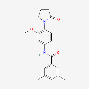 molecular formula C20H22N2O3 B2468379 N-[3-methoxy-4-(2-oxopyrrolidin-1-yl)phenyl]-3,5-dimethylbenzamide CAS No. 922949-93-7