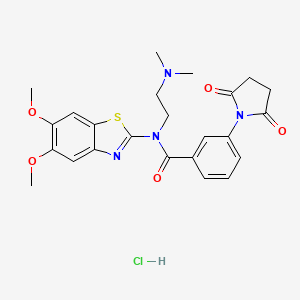 molecular formula C24H27ClN4O5S B2468390 N-(5,6-DIMETHOXY-1,3-BENZOTHIAZOL-2-YL)-N-[2-(DIMETHYLAMINO)ETHYL]-3-(2,5-DIOXOPYRROLIDIN-1-YL)BENZAMIDE HYDROCHLORIDE CAS No. 1329882-09-8