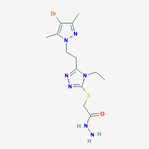 2-({5-[2-(4-bromo-3,5-dimethyl-1H-pyrazol-1-yl)ethyl]-4-ethyl-4H-1,2,4-triazol-3-yl}sulfanyl)acetohydrazide