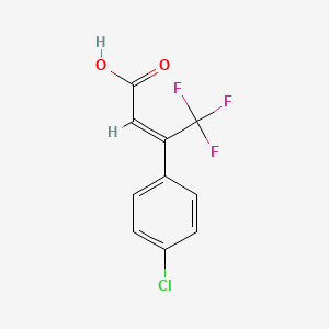 molecular formula C10H6ClF3O2 B2468454 3-(4-Chlorophenyl)-4,4,4-trifluoro-(E)-crotonic acid CAS No. 1394045-26-1; 1613503-49-3