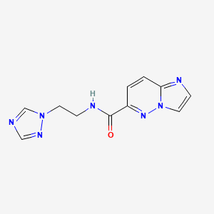 molecular formula C11H11N7O B2468460 N-[2-(1H-1,2,4-triazol-1-yl)ethyl]imidazo[1,2-b]pyridazine-6-carboxamide CAS No. 2415633-72-4