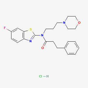 molecular formula C23H27ClFN3O2S B2468465 N-(6-fluorobenzo[d]thiazol-2-yl)-N-(3-morpholinopropyl)-3-phenylpropanamide hydrochloride CAS No. 1215722-80-7