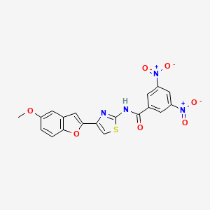 molecular formula C19H12N4O7S B2468502 N-[4-(5-methoxy-1-benzofuran-2-yl)-1,3-thiazol-2-yl]-3,5-dinitrobenzamide CAS No. 922004-27-1