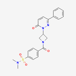 molecular formula C22H22N4O4S B2468509 N,N-dimethyl-4-[3-(6-oxo-3-phenyl-1,6-dihydropyridazin-1-yl)azetidine-1-carbonyl]benzene-1-sulfonamide CAS No. 2380186-79-6