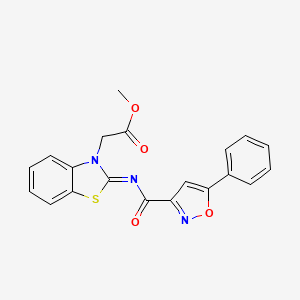 molecular formula C20H15N3O4S B2468537 (E)-methyl 2-(2-((5-phenylisoxazole-3-carbonyl)imino)benzo[d]thiazol-3(2H)-yl)acetate CAS No. 1173501-43-3