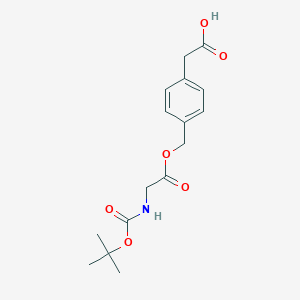 molecular formula C16H21NO6 B2468541 2-(4-((2-((tert-Butoxycarbonyl)amino)acetoxy)methyl)phenyl)acetic acid CAS No. 67521-49-7